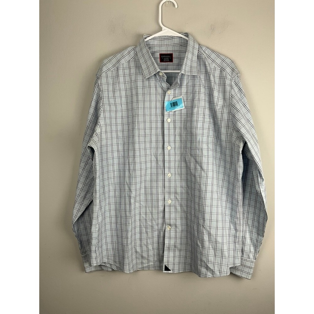UNTUCKit Wrinkle-Free Button-Down Shirt Men's XL Blue Plaid Cotton‎